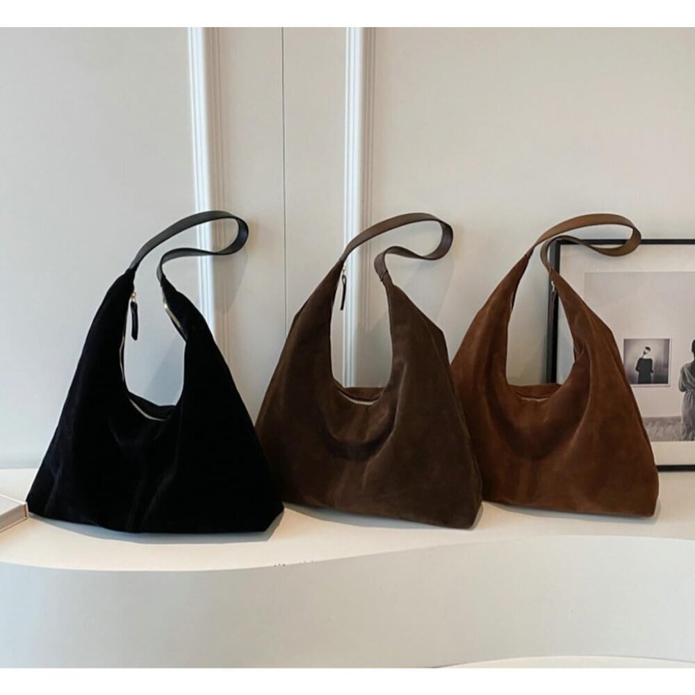 Suede Tote Bag Women Crossbody Purse Top-handle Travel Work Fashion - Picture 7 of 7
